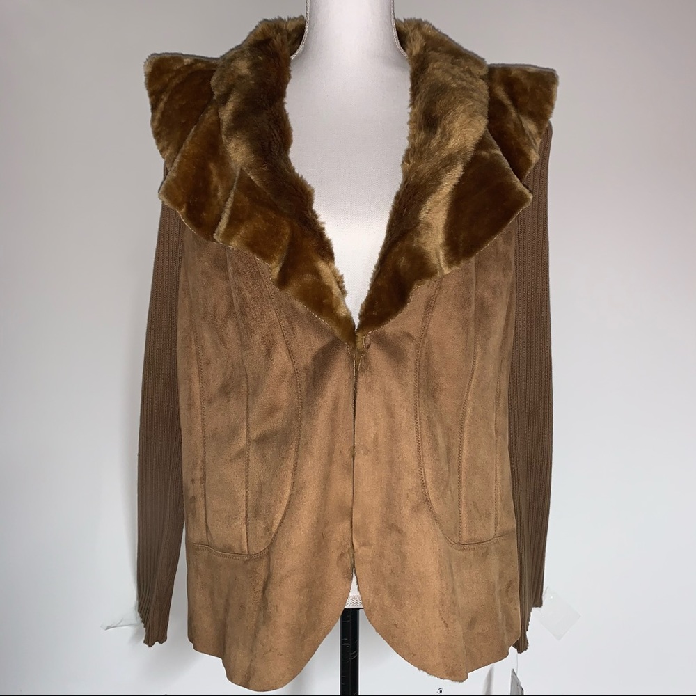 New Nygard Size XL Faux Suede Fur Jacket Sweater